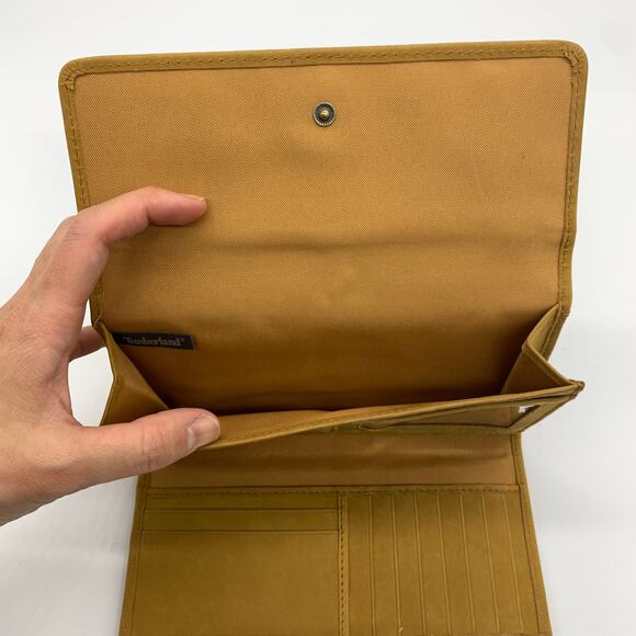 Timberland Leather Long Wallet Women Yellow Snap Enclosure - Picture 7 of 15